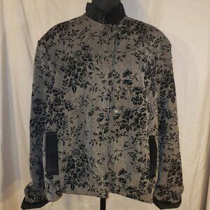 Painted Pony 1X Gray Floral Jacket with Velvet trim